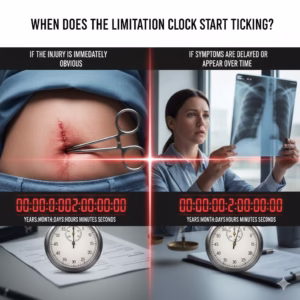 Doctor and patient consultation representing discovery of an obvious medical injury.